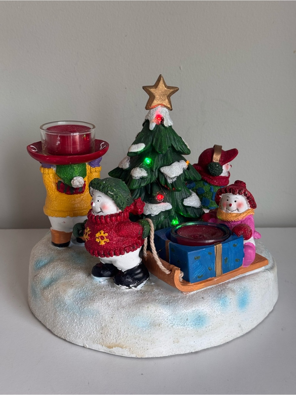 Holiday Vintage Yankee Candle Tea Light Snowman Candle Holder Christmas Decor